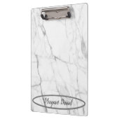 Porte-bloc Monogramme Nom Simple Marbre Blanc (Gauche)