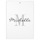 Porte-bloc Monogramme nommé noir et blanc élégant (Dos)