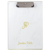 Porte-bloc Monogramme Or Calligraphié Marbre élégant Moderne (Devant)