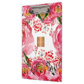 Porte-bloc Monogramme or cuivre métallique rose blanc floral (Gauche)