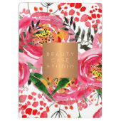 Porte-bloc Monogramme or cuivre métallique rose blanc floral (Dos)