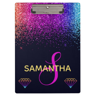 Porte-bloc Monogramme Paillettes et Diamants Arc-en-Ciel Bril