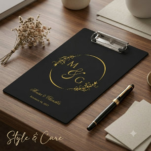 Porte-bloc Monogramme personnalisé avec nom de couple floral