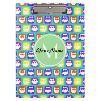 Porte-bloc Monogramme personnalisé de la chouette de néon col
