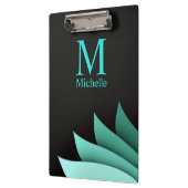 Porte-bloc Monogramme personnalisé floral de turquoise (Gauche)