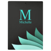 Porte-bloc Monogramme personnalisé floral de turquoise (Dos)