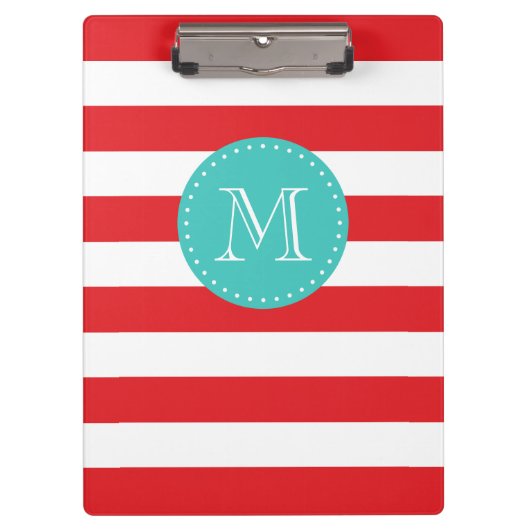 Porte-bloc Monogramme personnalisé Gras rouge et turquoise (Devant)