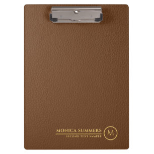 Porte-bloc Monogramme personnalisé minimaliste en cuir Brown