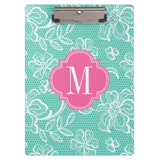 Porte-bloc Monogramme personnalisé par dentelle Girly (Devant)