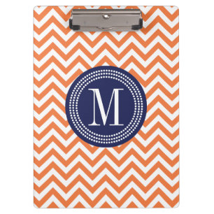 Porte-bloc Monogramme personnalisé par zigzag orange de