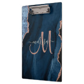 Porte-bloc Monogramme personnalisé Rose bleu chic Parties sci (Gauche)