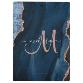 Porte-bloc Monogramme personnalisé Rose bleu chic Parties sci (Dos)