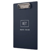 Porte-bloc Monogramme professionnel simple Navy bordure blanc (Gauche)