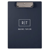 Porte-bloc Monogramme professionnel simple Navy bordure blanc (Devant)