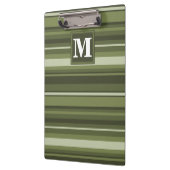 Porte-bloc Monogramme rayures vert olive (Gauche)