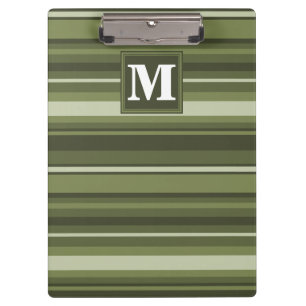 Porte-bloc Monogramme rayures vert olive