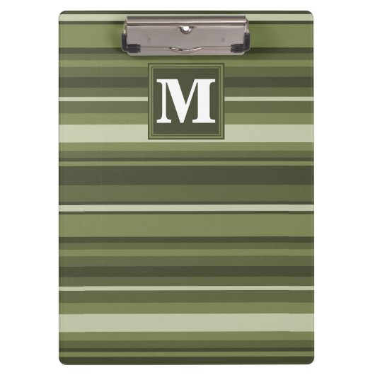 Porte-bloc Monogramme rayures vert olive (Devant)