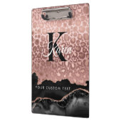 Porte-bloc Monogramme Rose D'Or Leopard Et Marbre Noir (Gauche)