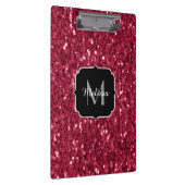 Porte-bloc Monogramme rose foncé magenta faux scintillants (Swatch)