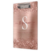 Porte-bloc Monogramme Rose Gold Faux-Parties scintillant Girl (Gauche)