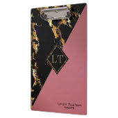 Porte-bloc Monogramme Rose, marbre noir et or (Gauche)