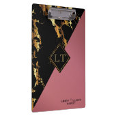 Porte-bloc Monogramme Rose, marbre noir et or (Swatch)