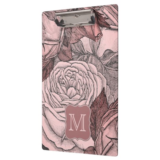 Porte-bloc Monogramme rose pâle Rose (Gauche)