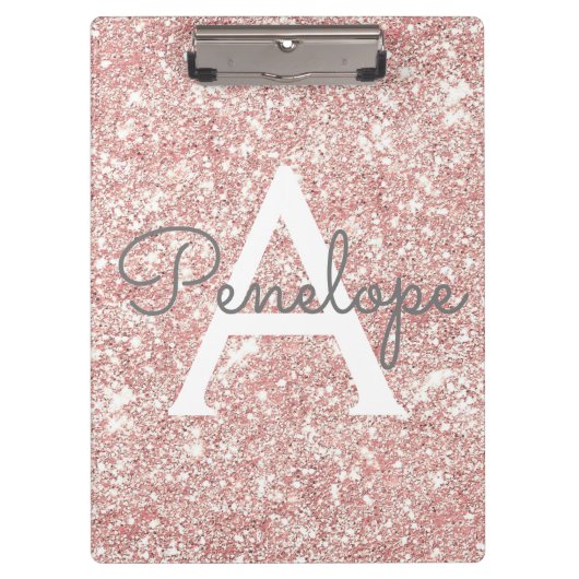 Porte-bloc Monogramme rose Parties scintillant or (Devant)