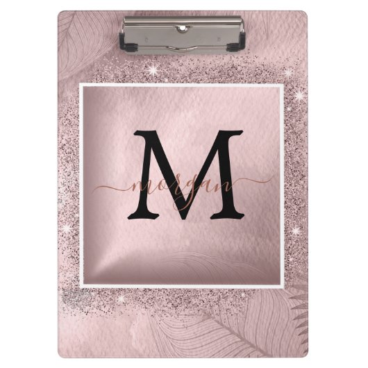 Porte-bloc Monogramme rose Parties scintillant or (Devant)