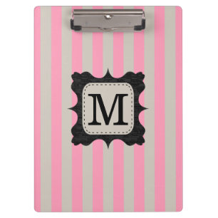 Porte-bloc Monogramme rose vintage de coutume de noir de