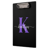 Porte-bloc Monogramme Script Violet Noir (Gauche)