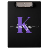 Porte-bloc Monogramme Script Violet Noir (Devant)