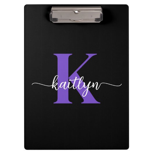 Porte-bloc Monogramme Script Violet Noir (Devant)