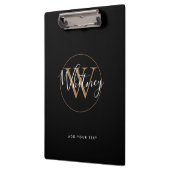 Porte-bloc Monogramme simple Elegant Black Gold White Script (Gauche)
