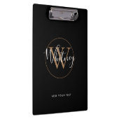 Porte-bloc Monogramme simple Elegant Black Gold White Script (Swatch)
