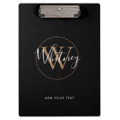 Porte-bloc Monogramme simple Elegant Black Gold White Script (Devant)
