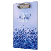 Porte-bloc Monogramme simple en métal brossé bleu et Parties  (Gauche)