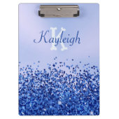 Porte-bloc Monogramme simple en métal brossé bleu et Parties  (Devant)