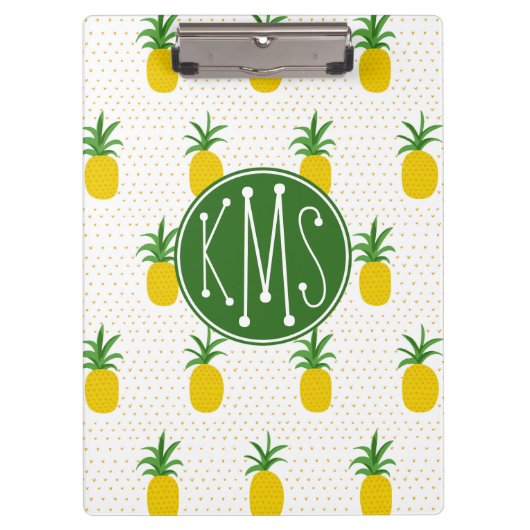 Porte-bloc Monogramme tropical d'or des ananas | (Devant)