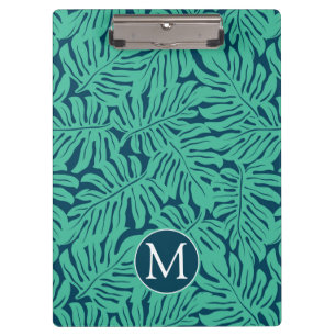 Porte-bloc Monogramme tropical du motif de feuille de