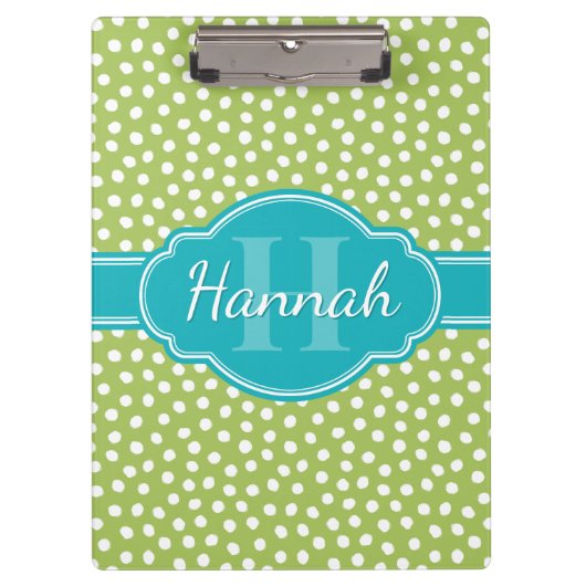 Porte-bloc Monogramme Turquoise de Motif blanc vert (Devant)