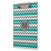 Porte-bloc Monogramme Turquoise et Grey Chevron Zigzag (Gauche)