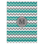 Porte-bloc Monogramme Turquoise et Grey Chevron Zigzag (Dos)