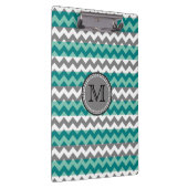 Porte-bloc Monogramme Turquoise et Grey Chevron Zigzag (Swatch)