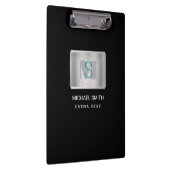 Porte-bloc Monogramme turquoise et gris Nom blanc, argent et  (Swatch)