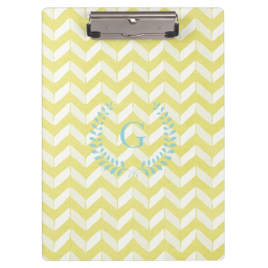 Porte-bloc Monogramme turquoise jaune en pastel chic de (Devant)