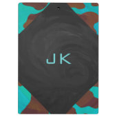 Porte-bloc Monogramme Vache Impression Brown et Turquoise (Dos)