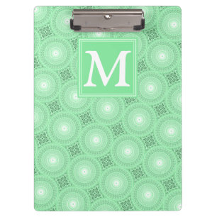 Porte-bloc Monogramme vert ressort cercles motif