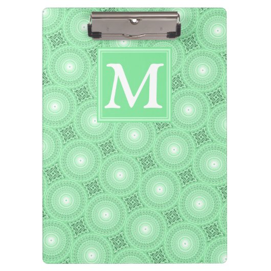 Porte-bloc Monogramme vert ressort cercles motif (Devant)