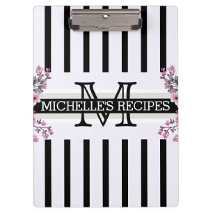 Porte-bloc Monogramme Vintage Floral Grandes Noires